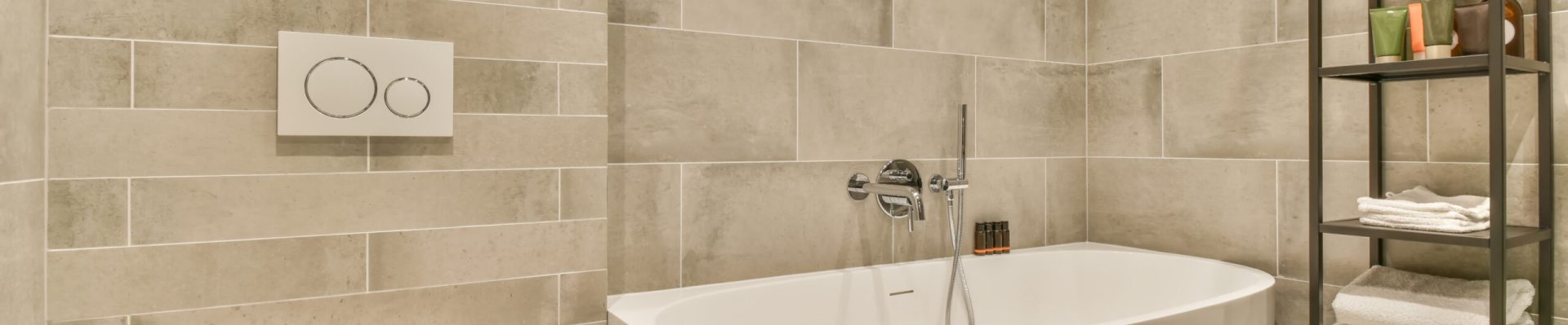 Luxury interior design of a bathroom with marble walls